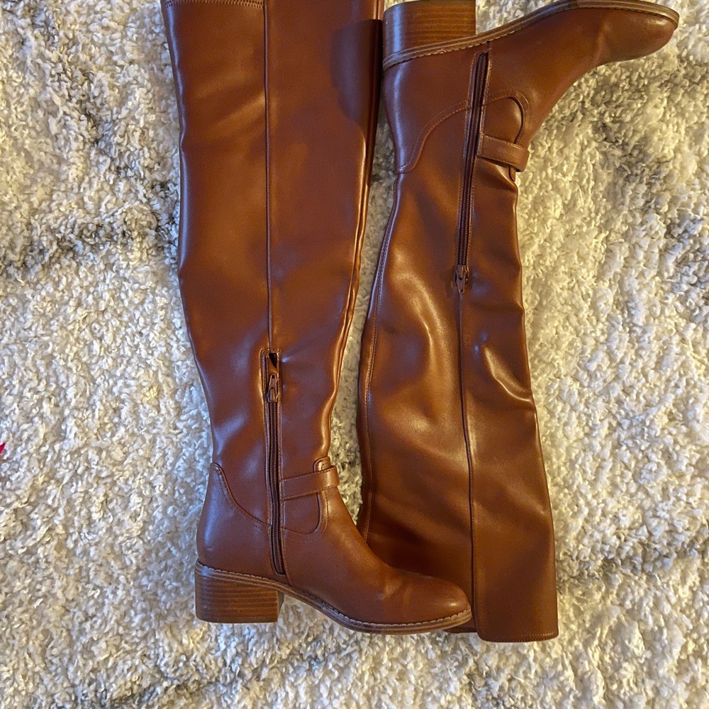 DV by Dolce Vita Brown Leather Over the Knee Boots 8.5